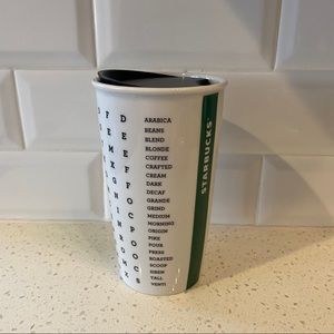 Starbucks Ceramic Word Search Travel Mug